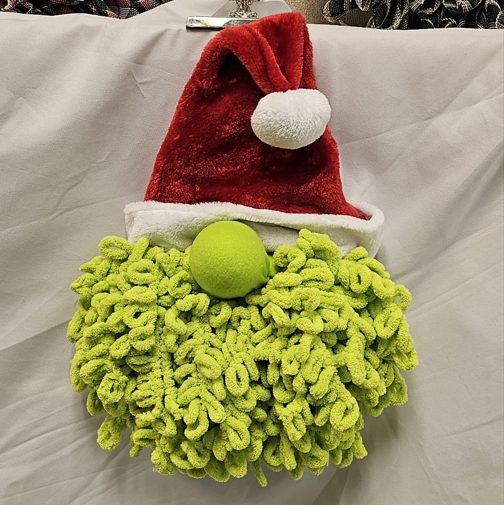 Handmade Grinch Inspired Santa Wreath with Ultra Soft Beard